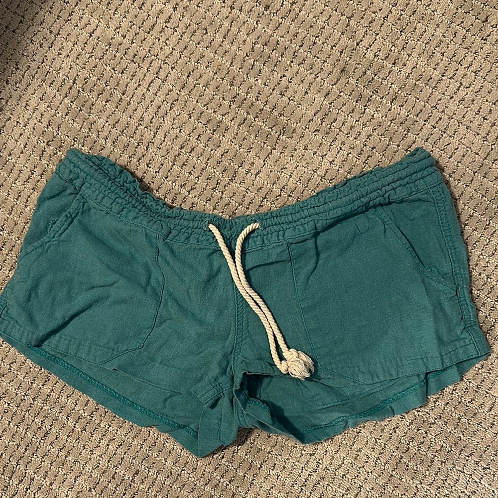 Roxy Green Athletic Shorts with Elastic Waistband and Drawstring